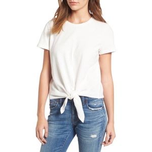 Madewell Texture & Thread Tie Front White Top S